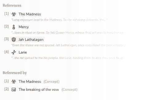 Writality smart references interface