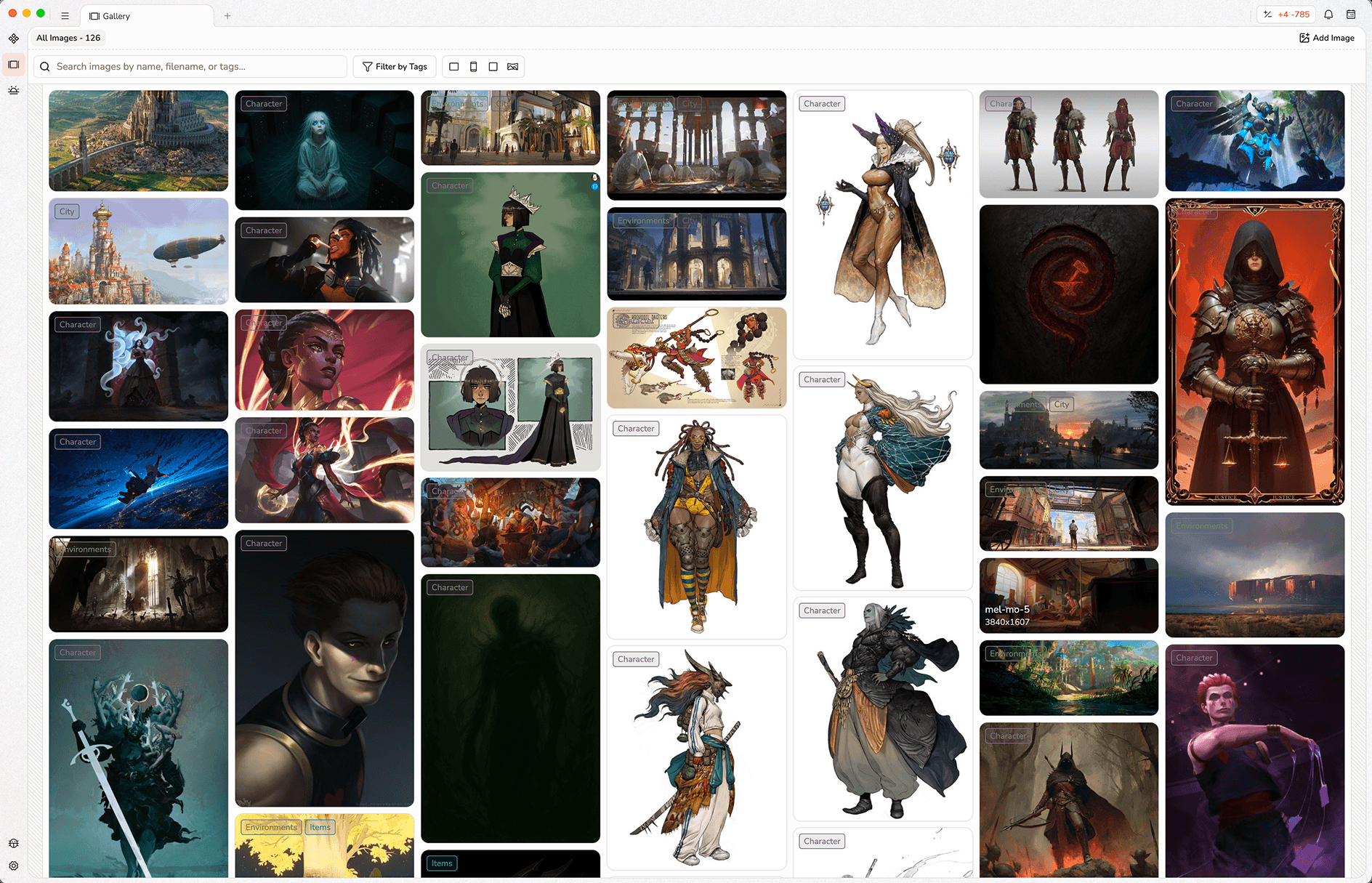 Writality image gallery interface